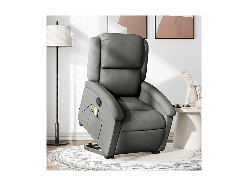 Sillón de masaje eléctrico reclinable elevable tela gris oscuro