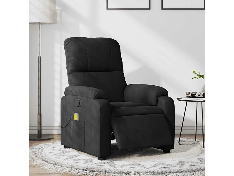 Fauteuil inclinable massant électrique noir tissu microfibre