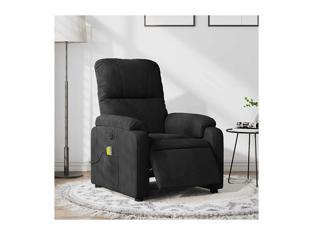 Sillón reclinable de masaje eléctrico tela de microfibra negro