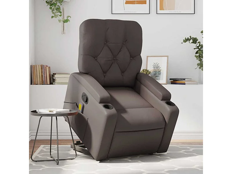 Fauteuil inclinable massant Marron Similicuir