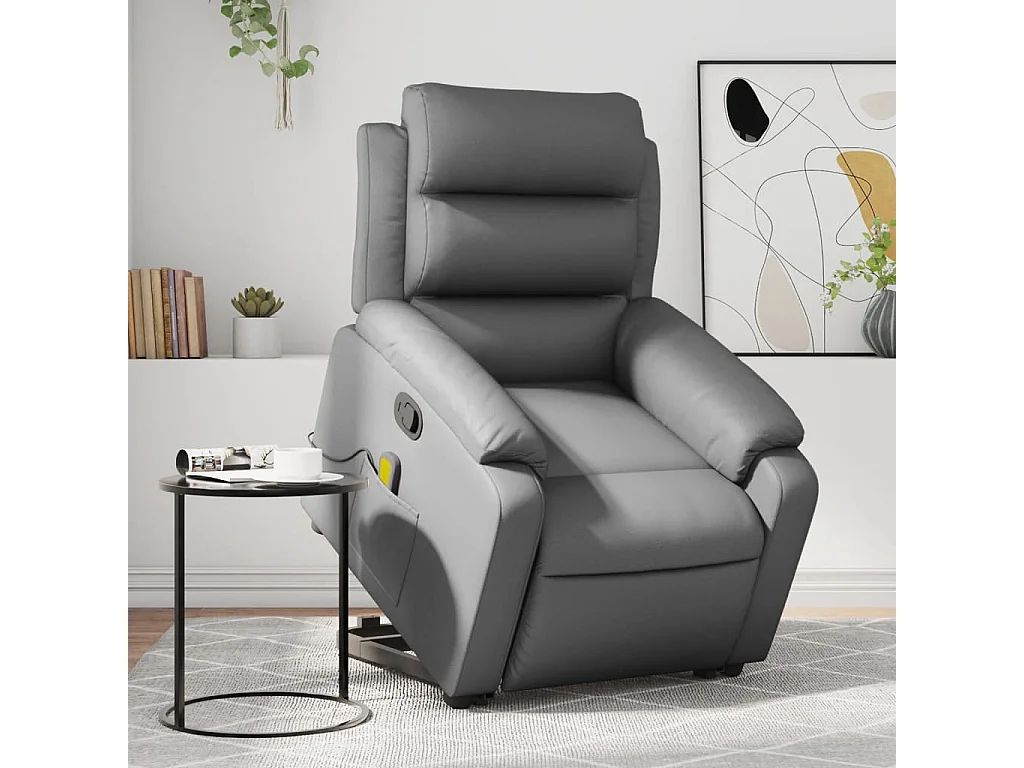 Fauteuil inclinable massant Gris Similicuir