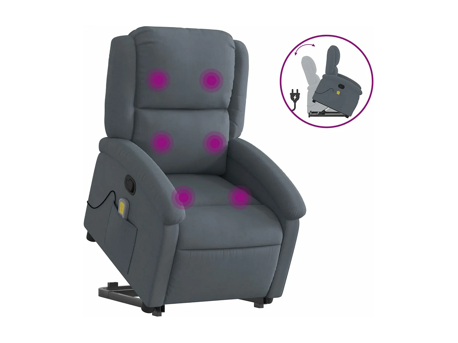 Fauteuil massant inclinable Gris foncé Velours