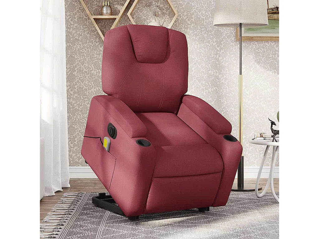 Fauteuil inclinable massant électrique Rouge bordeaux Tissu