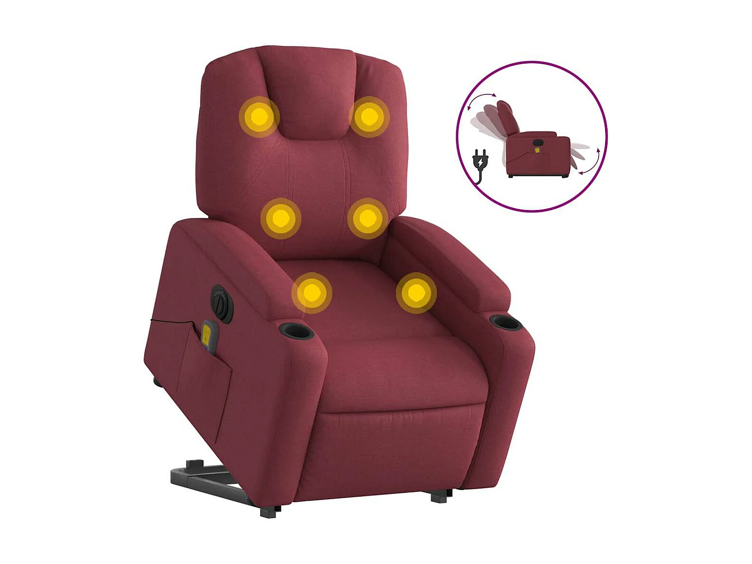 Fauteuil inclinable massant électrique Rouge bordeaux Tissu