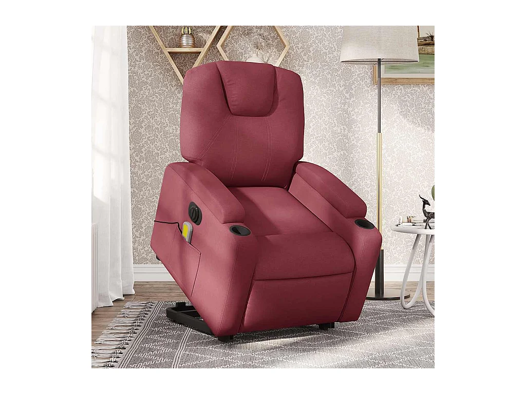 Fauteuil inclinable massant électrique Rouge bordeaux Tissu