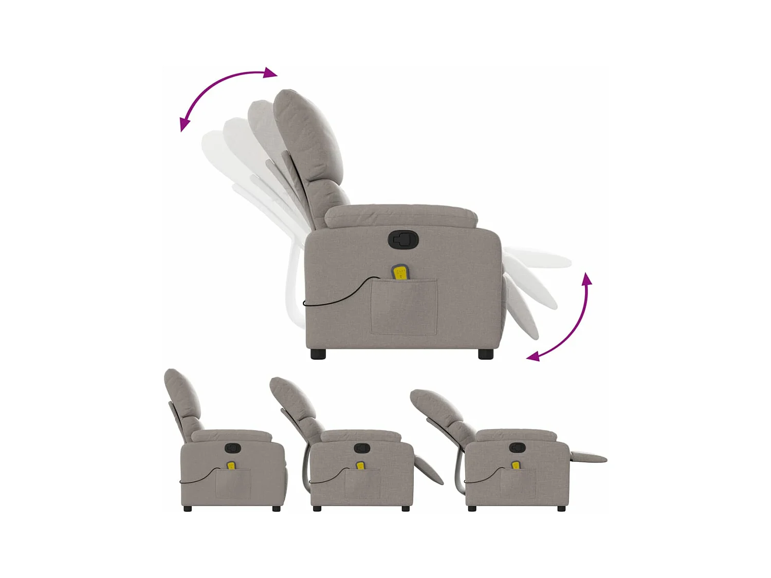 Fauteuil massant inclinable Taupe Tissu