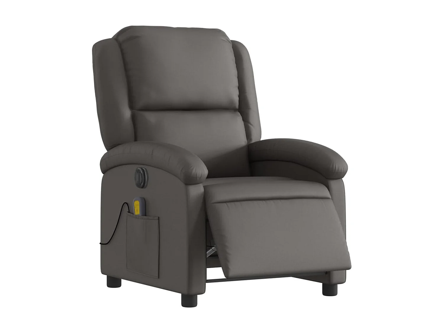 Fauteuil massant inclinable électrique gris cuir véritable