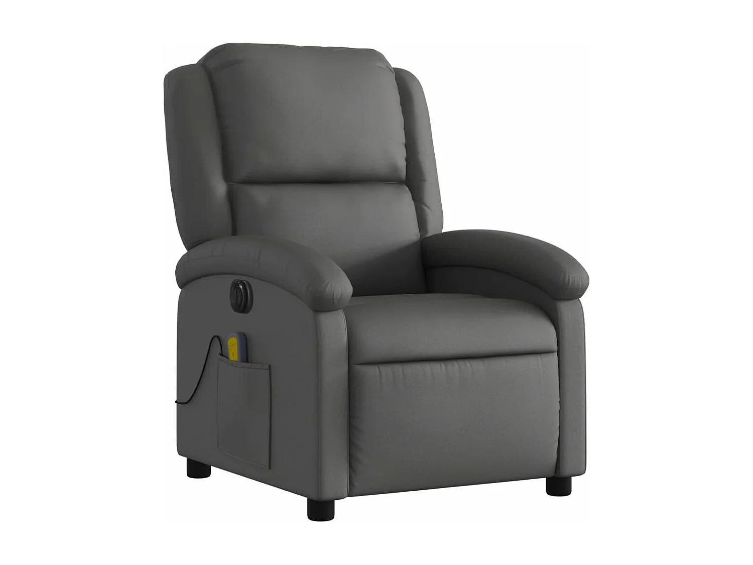Fauteuil massant inclinable électrique gris cuir véritable