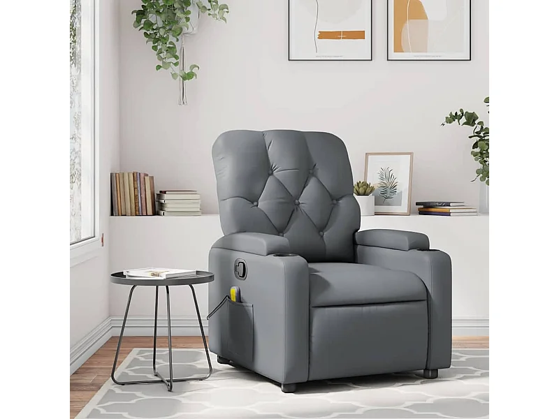 Fauteuil massant inclinable Gris Similicuir