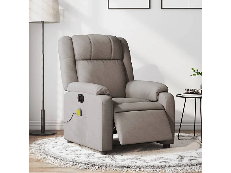 Fauteuil massant inclinable électrique Taupe Tissu