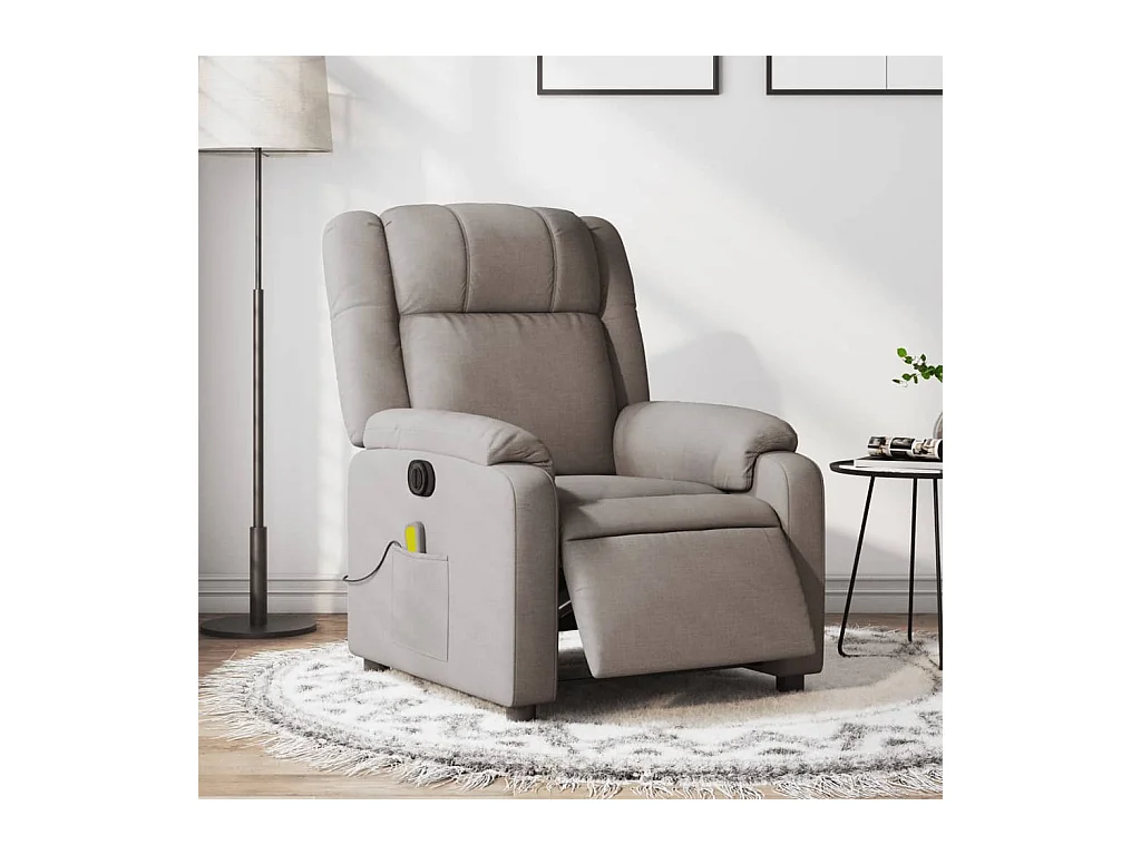 Fauteuil massant inclinable électrique Taupe Tissu