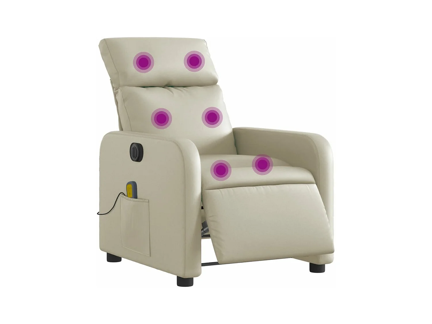 Fauteuil massant inclinable électrique crème similicuir
