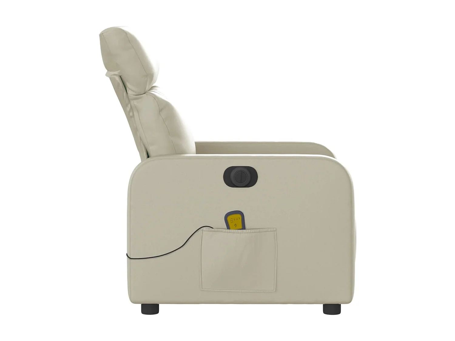 Fauteuil massant inclinable électrique crème similicuir