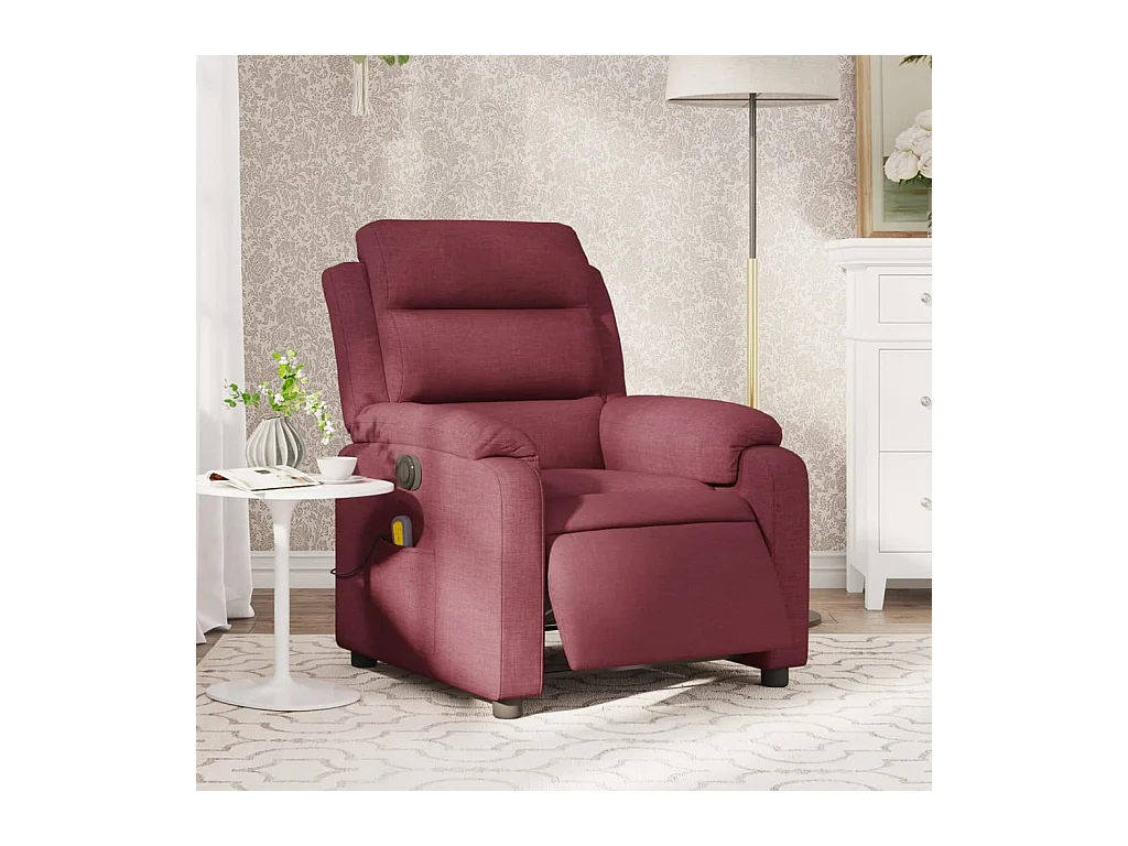 Fauteuil massant inclinable électrique Rouge bordeaux Tissu