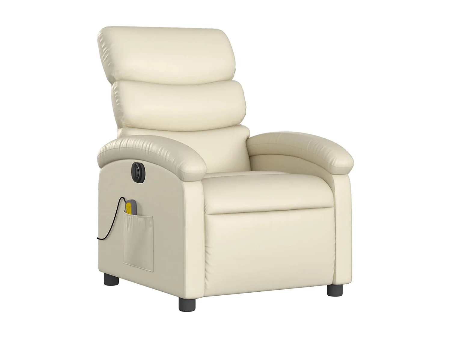 Fauteuil massant inclinable électrique crème similicuir