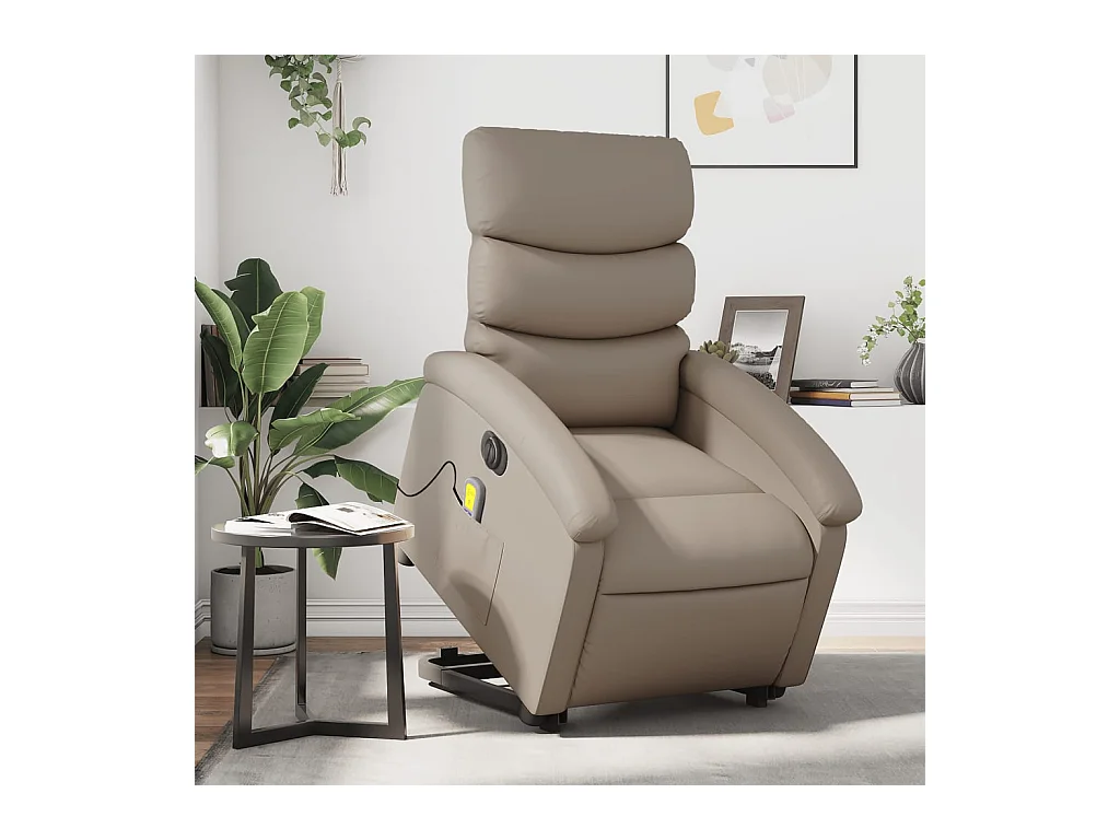 Fauteuil inclinable massant électrique cappuccino similicuir