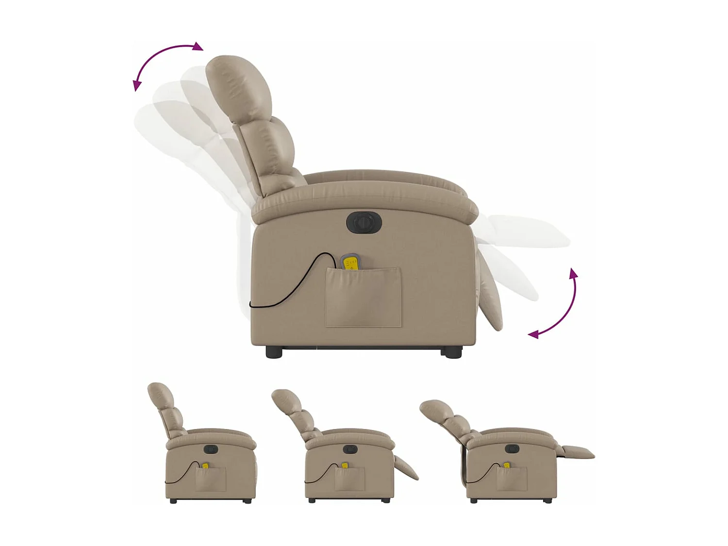 Fauteuil inclinable massant électrique cappuccino similicuir