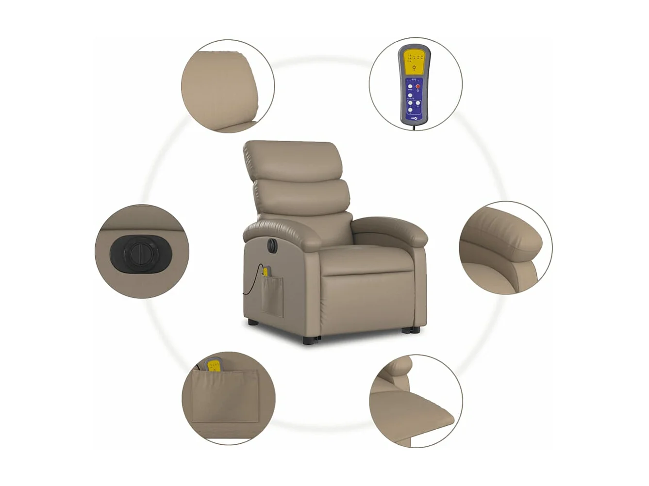 Fauteuil inclinable massant électrique cappuccino similicuir