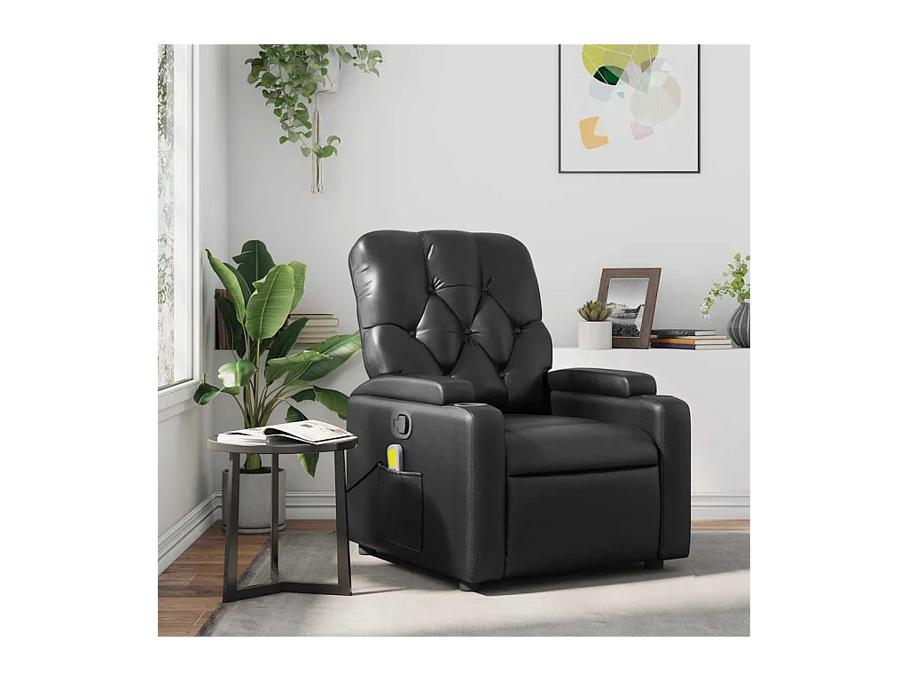 Fauteuil massant inclinable Noir Similicuir