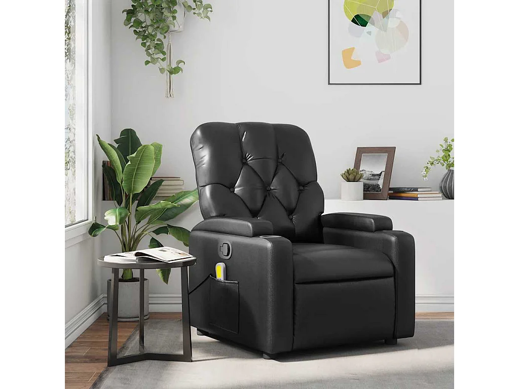Fauteuil massant inclinable Noir Similicuir