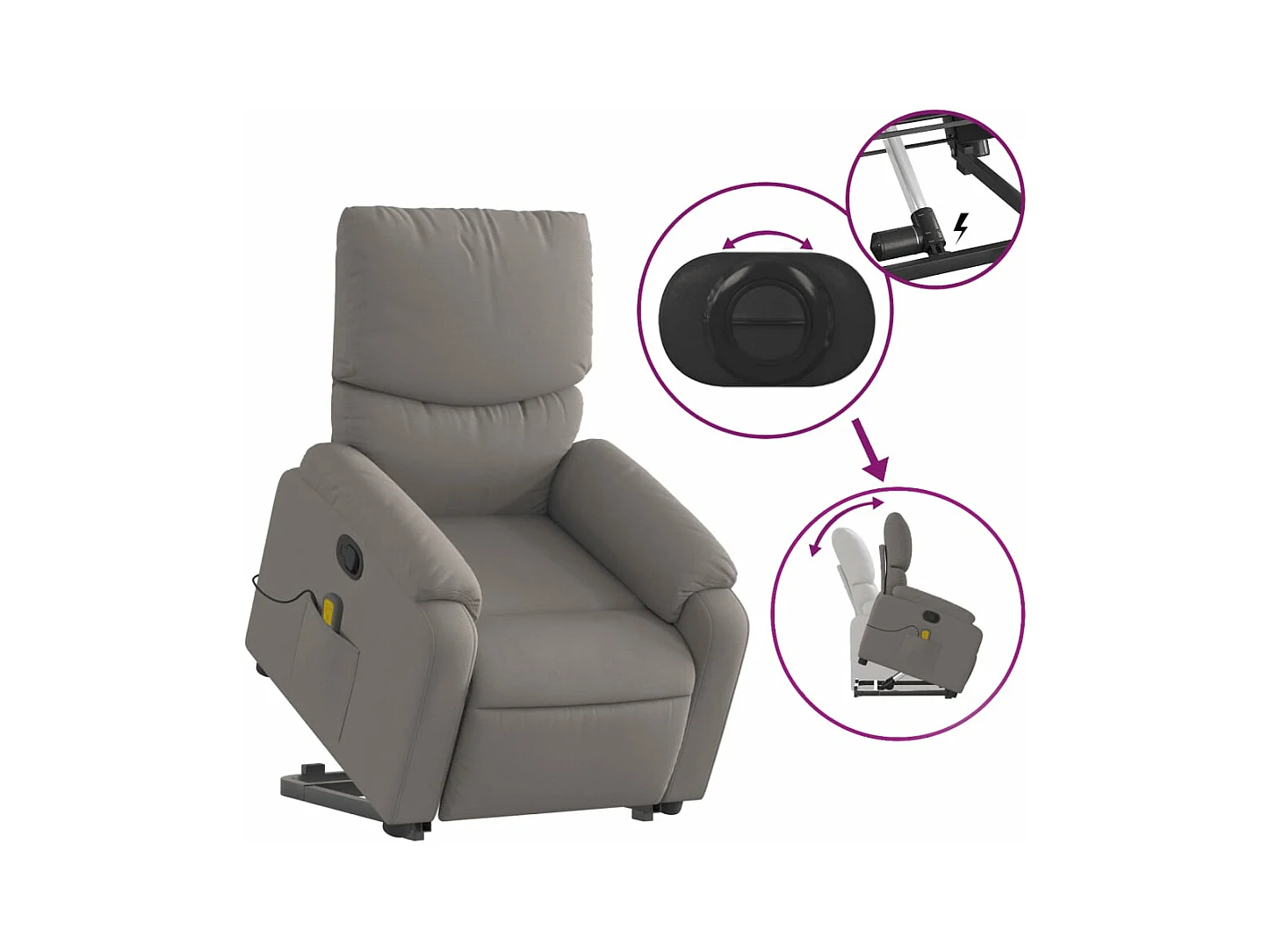 Fauteuil inclinable massant Taupe Tissu