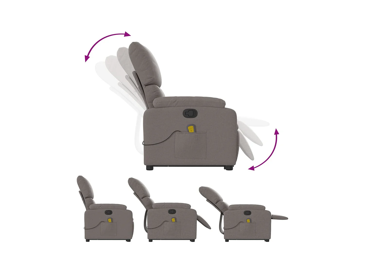 Fauteuil inclinable massant Taupe Tissu