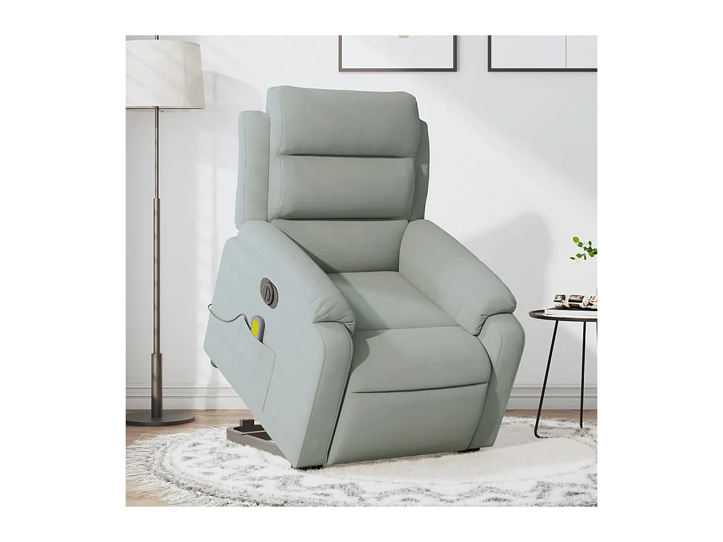 Fauteuil inclinable massant électrique gris clair velours