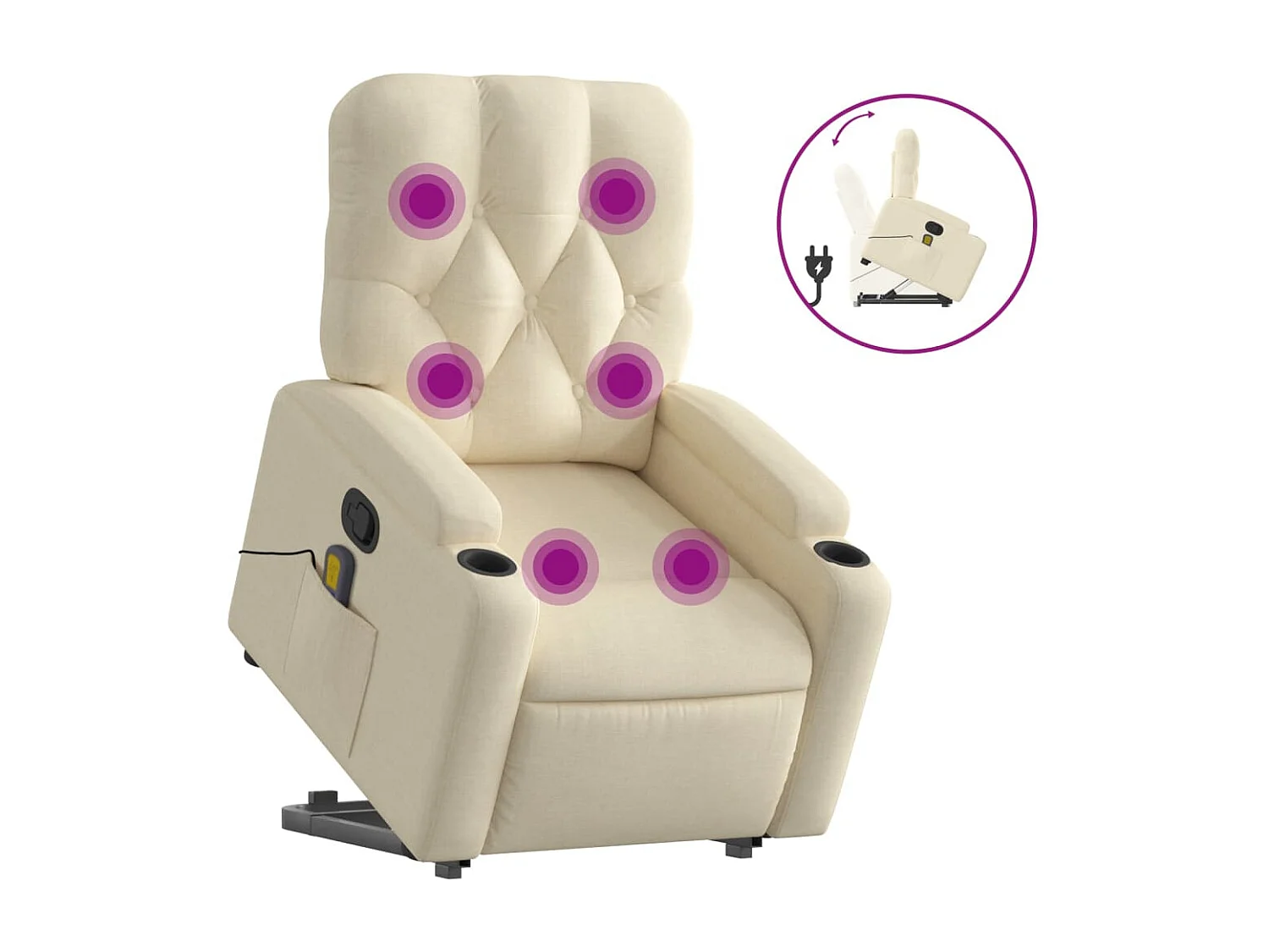 Fauteuil inclinable massant Crème Tissu