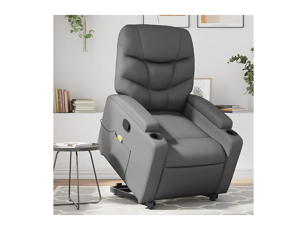 Fauteuil inclinable massant Gris Similicuir