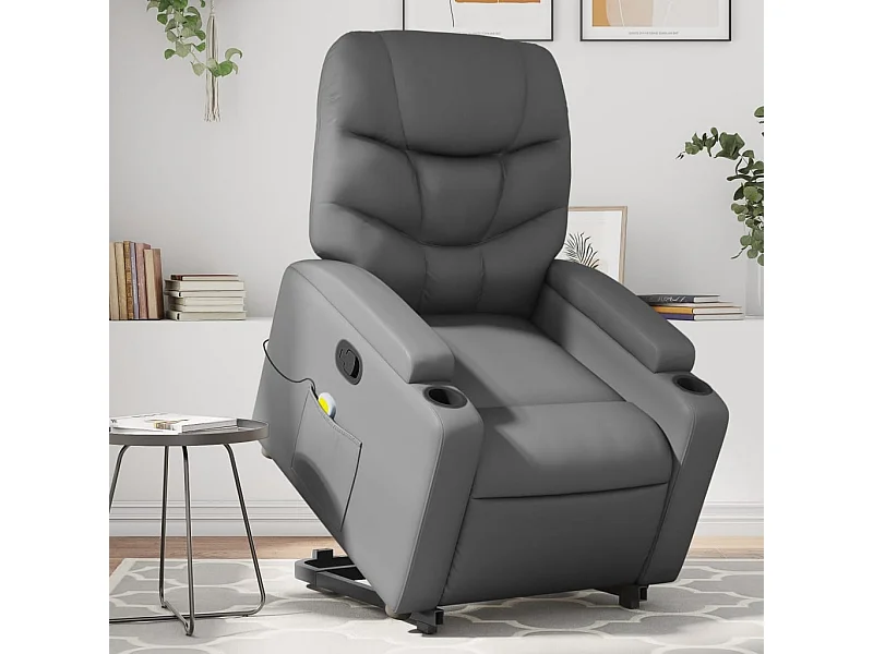 Fauteuil inclinable massant Gris Similicuir