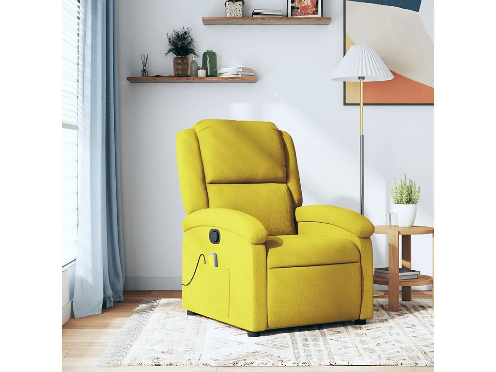 Fauteuil massant inclinable jaune velours