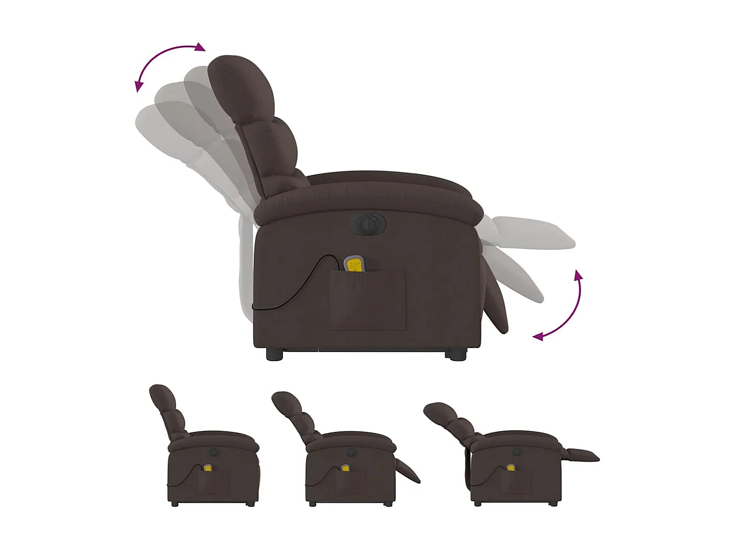 Fauteuil inclinable massant électrique Marron foncé Tissu