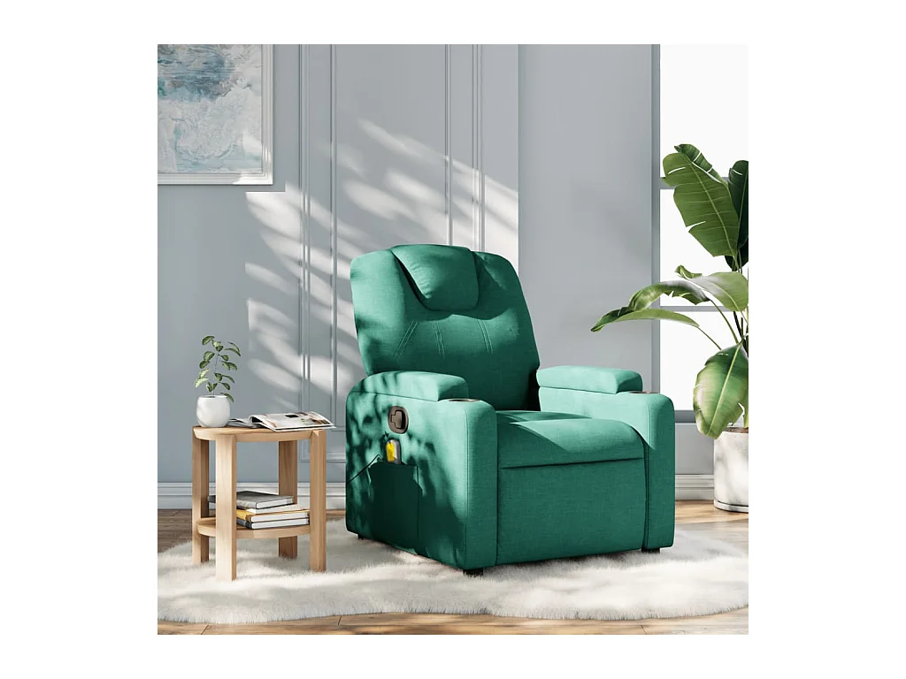 Fauteuil massant inclinable Vert foncé Tissu