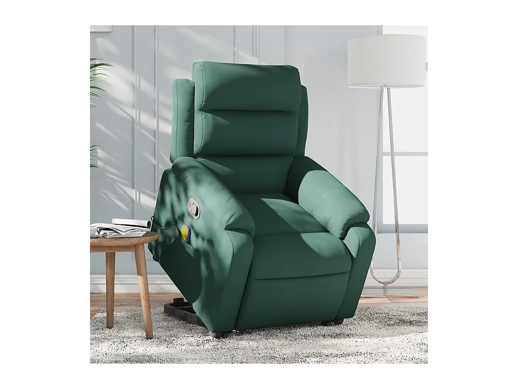 Fauteuil massant inclinable Vert foncé Velours