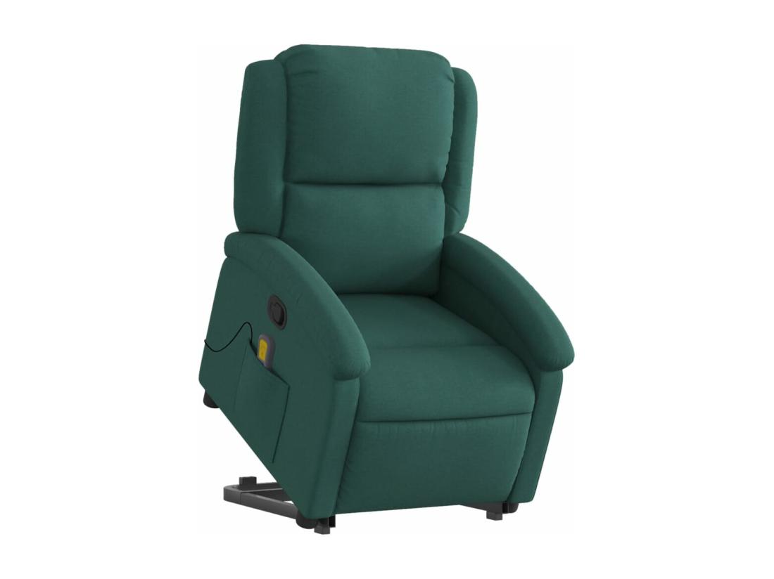 vente unique Fauteuil inclinable massant Vert foncé Tissu