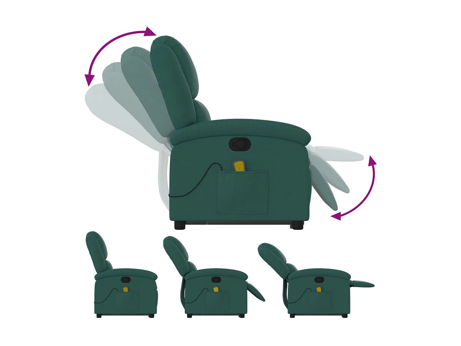 Fauteuil inclinable massant Vert foncé Tissu