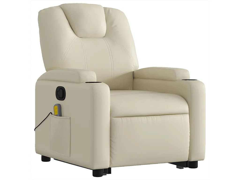 Fauteuil inclinable massant Crème Similicuir