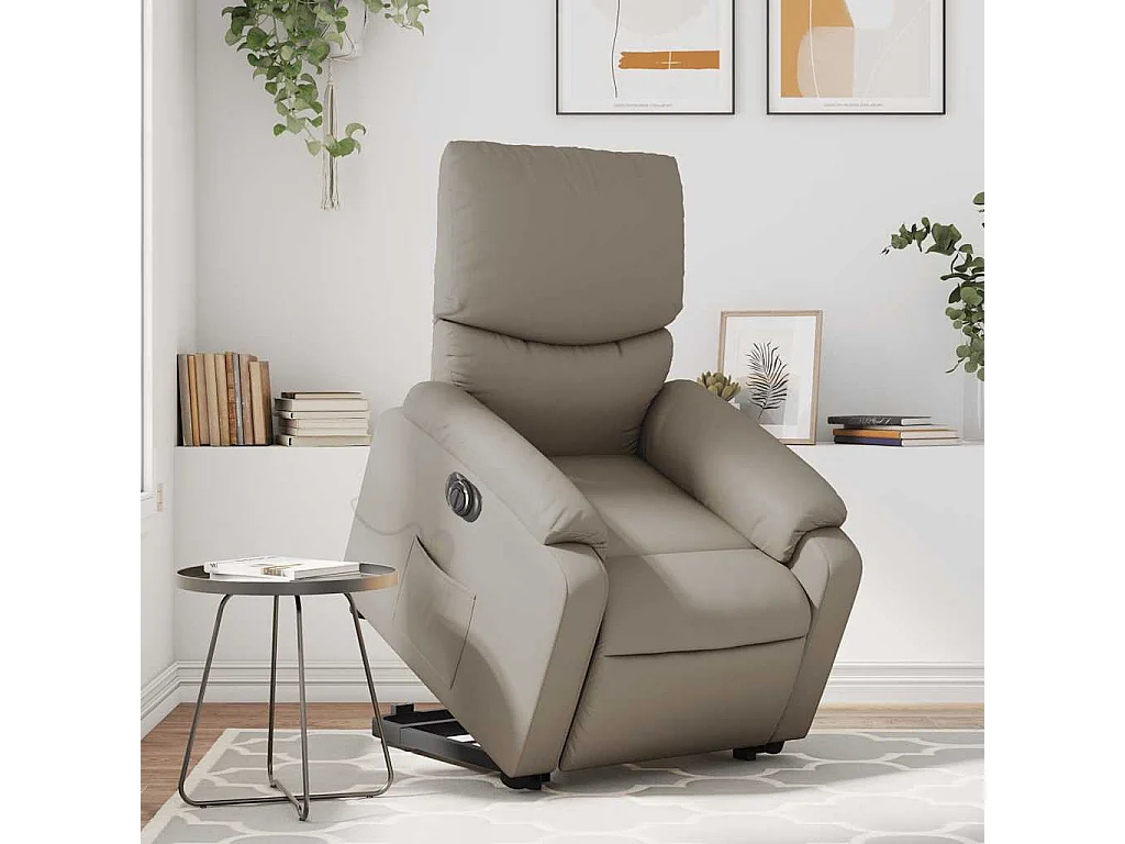 Fauteuil inclinable massant électrique cappuccino similicuir