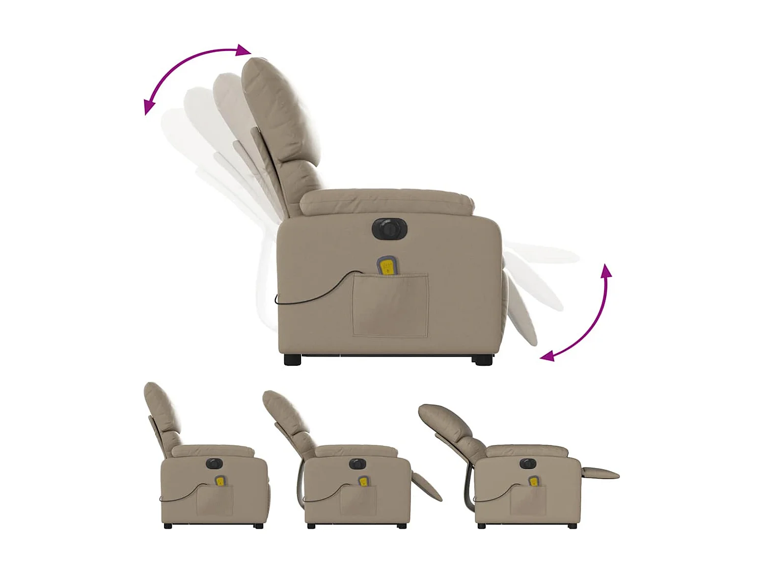 Fauteuil inclinable massant électrique cappuccino similicuir