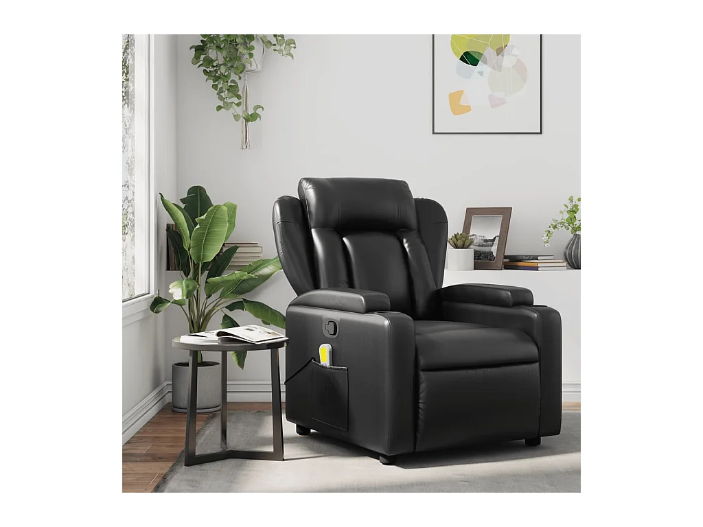 Fauteuil massant inclinable Noir Similicuir
