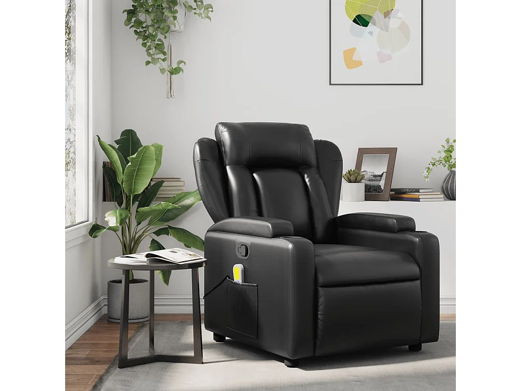 Fauteuil massant inclinable Noir Similicuir