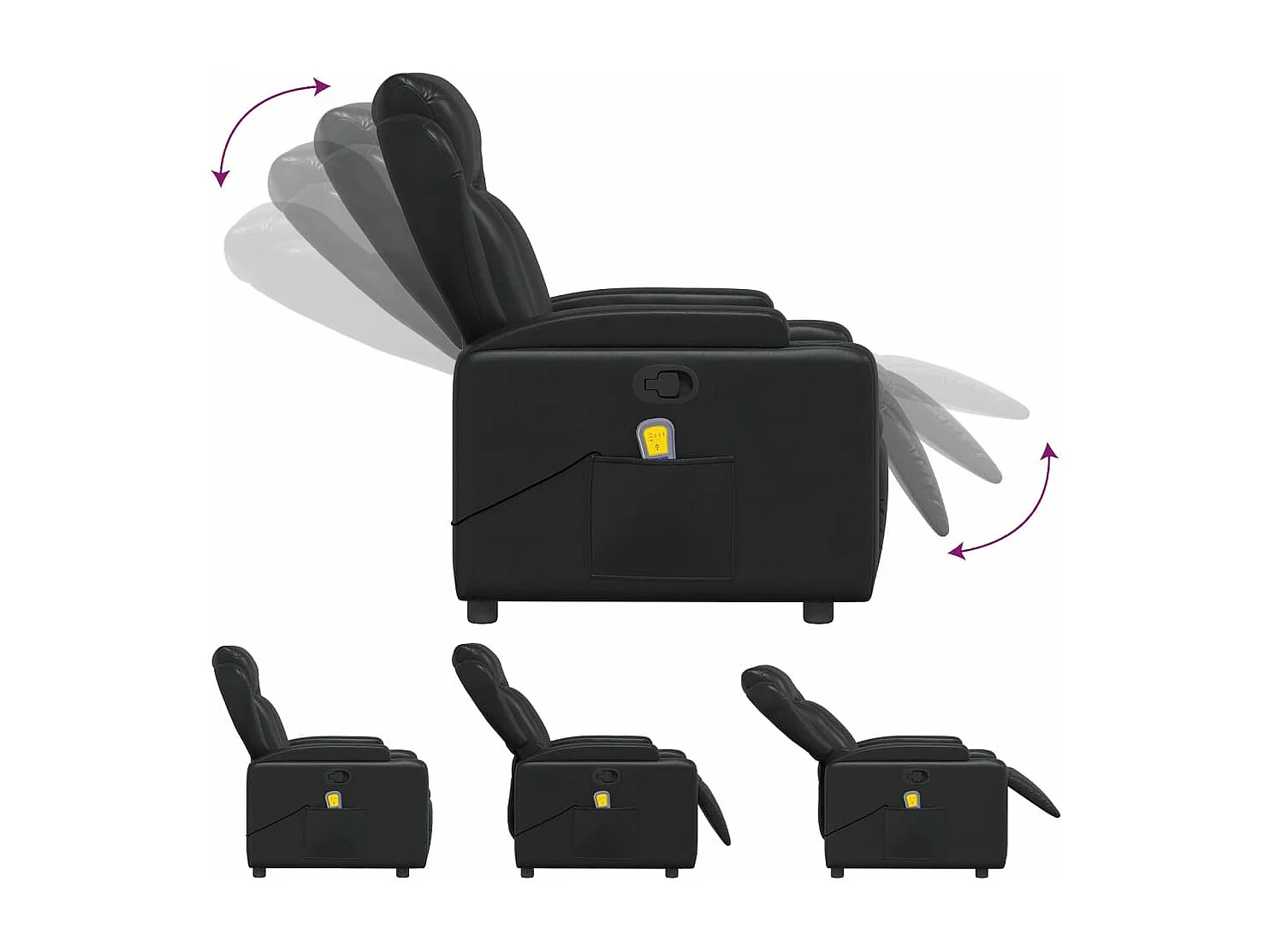 Fauteuil massant inclinable Noir Similicuir