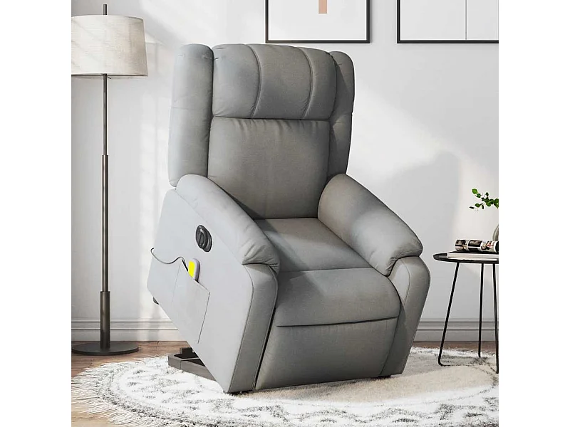 Fauteuil inclinable massant électrique Gris clair Tissu