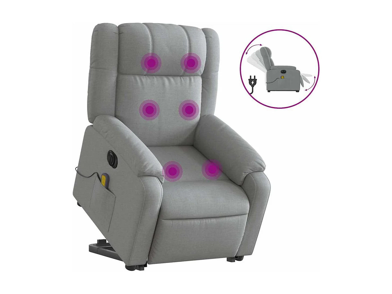 Fauteuil inclinable massant électrique Gris clair Tissu