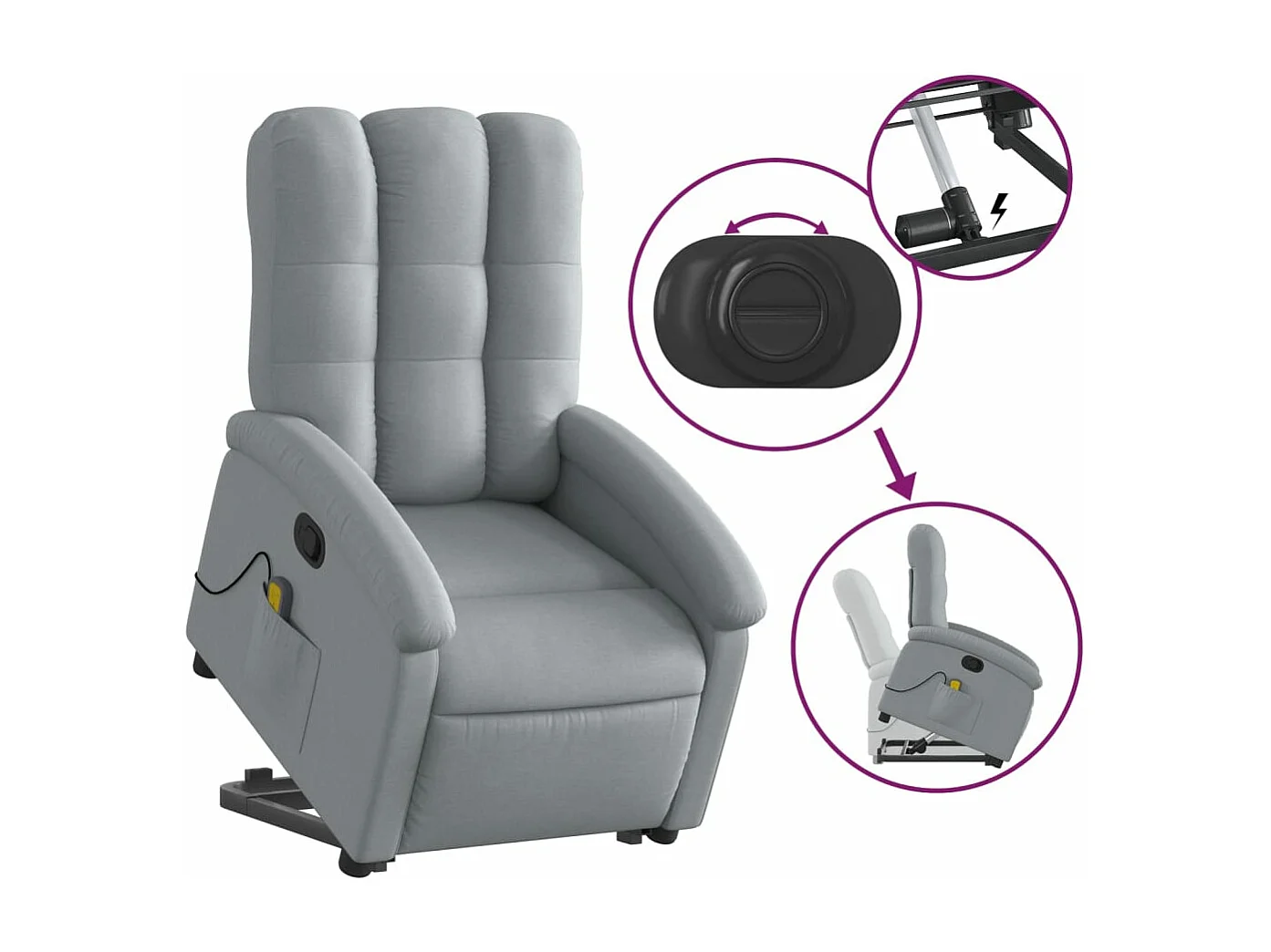 Fauteuil massant inclinable Gris clair Tissu