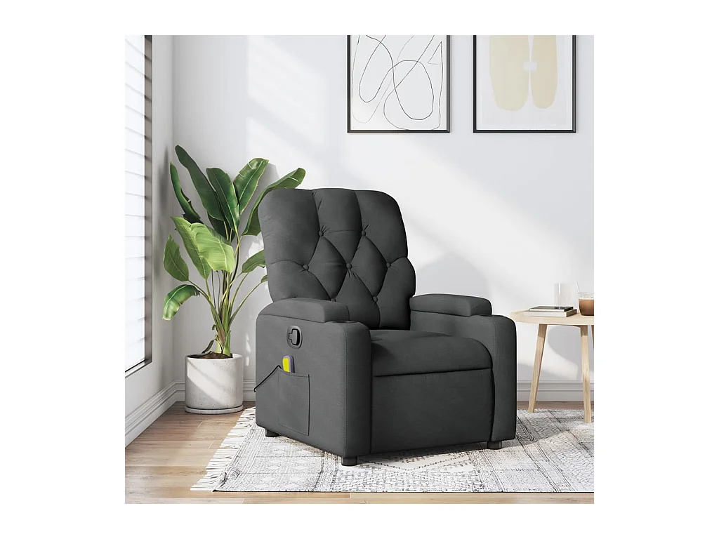 Fauteuil massant inclinable Gris foncé Tissu