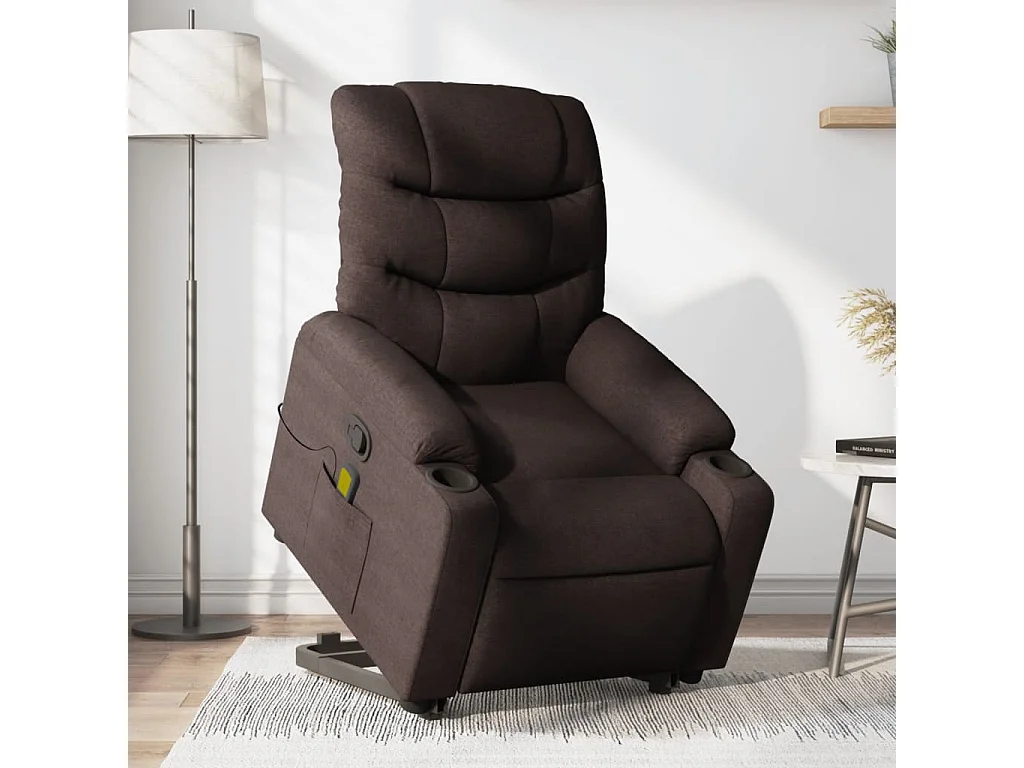 Fauteuil inclinable massant Marron foncé Tissu