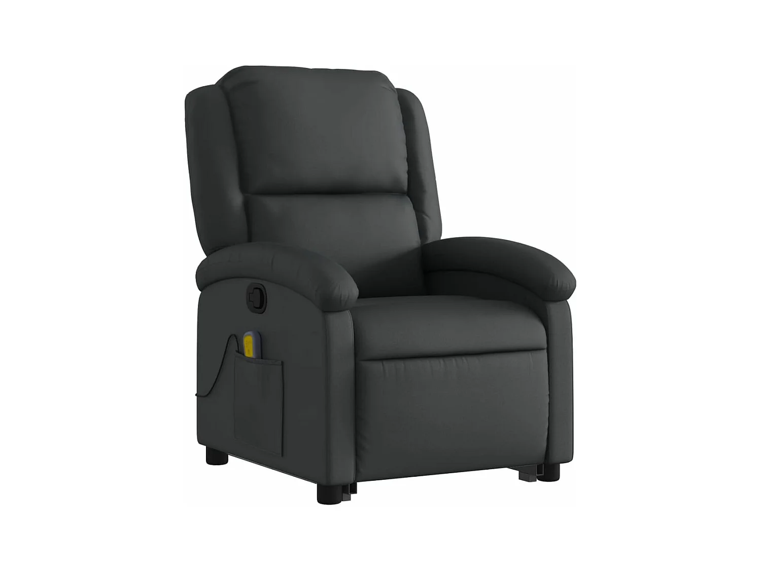 Fauteuil inclinable massant noir cuir véritable