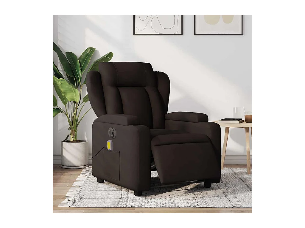 Fauteuil massant inclinable électrique Marron foncé Tissu