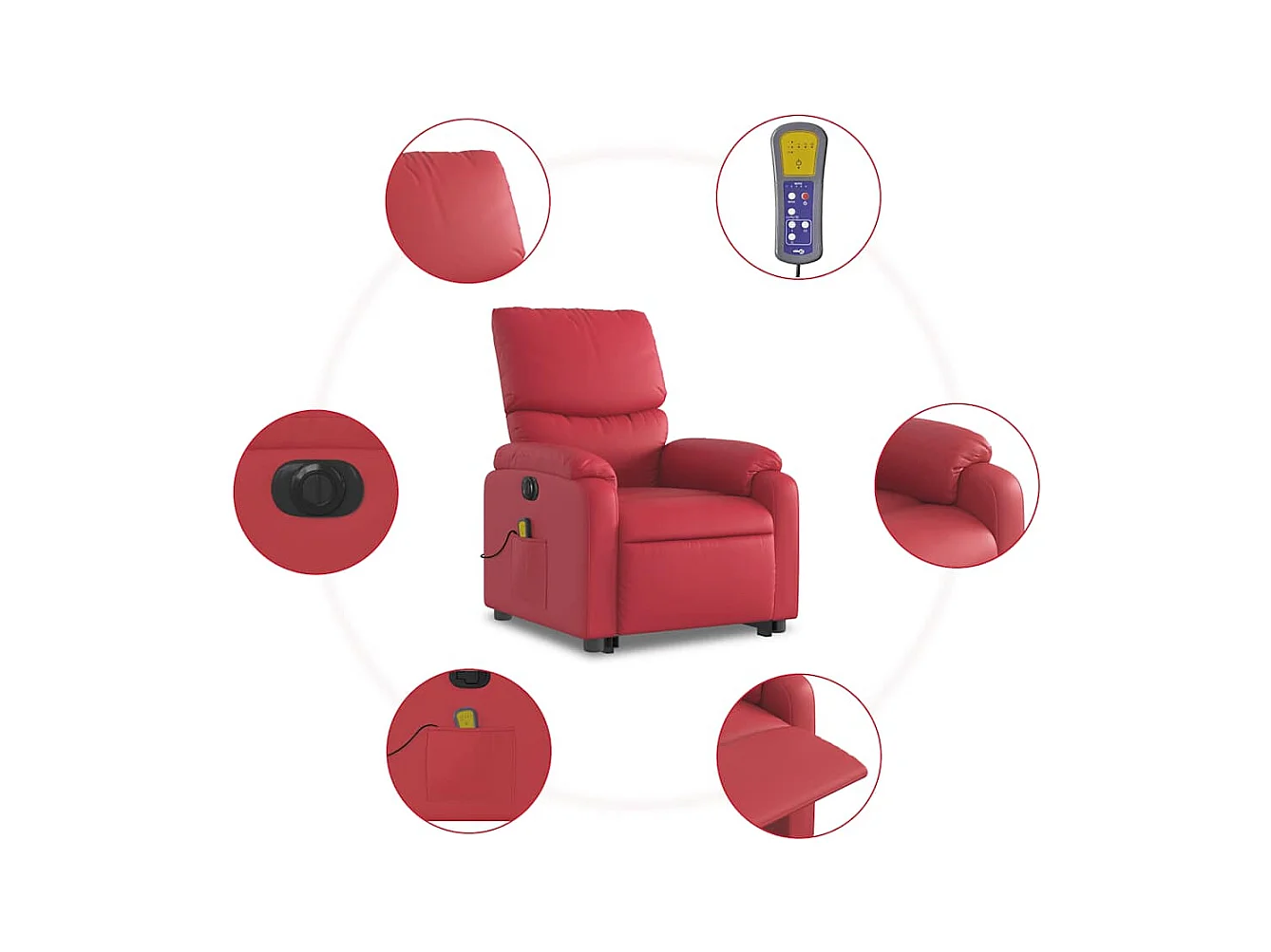 Fauteuil inclinable massant électrique rouge similicuir